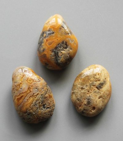Crazy Lace Yellow Agate Tumble Pendant With Cross Hole 2.5mm 0.8-1.2 inch (2.2-3cm) A/B