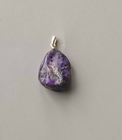 Charoite Free Form Tumble Pendant With Silver 18-25mm A
