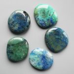 Azurite Malachite Ice Green Smooth Stone 1.6 inch (0.8-1 x 3.5-4.5cm) A