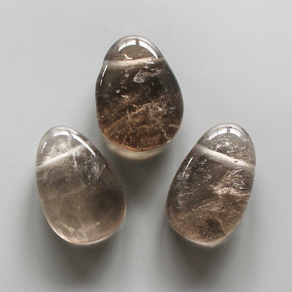 Smoky Quartz Tumble Pendant With Cross Hole 2.5mm 0.8-1.2 inch (2.2-3cm) A