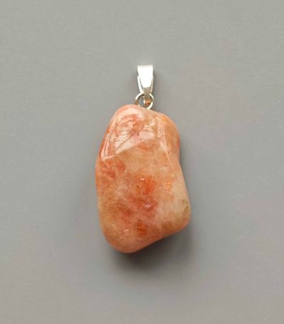 Sun Stone Free Form Tumble Pendant With Metal M004 18-25mm A