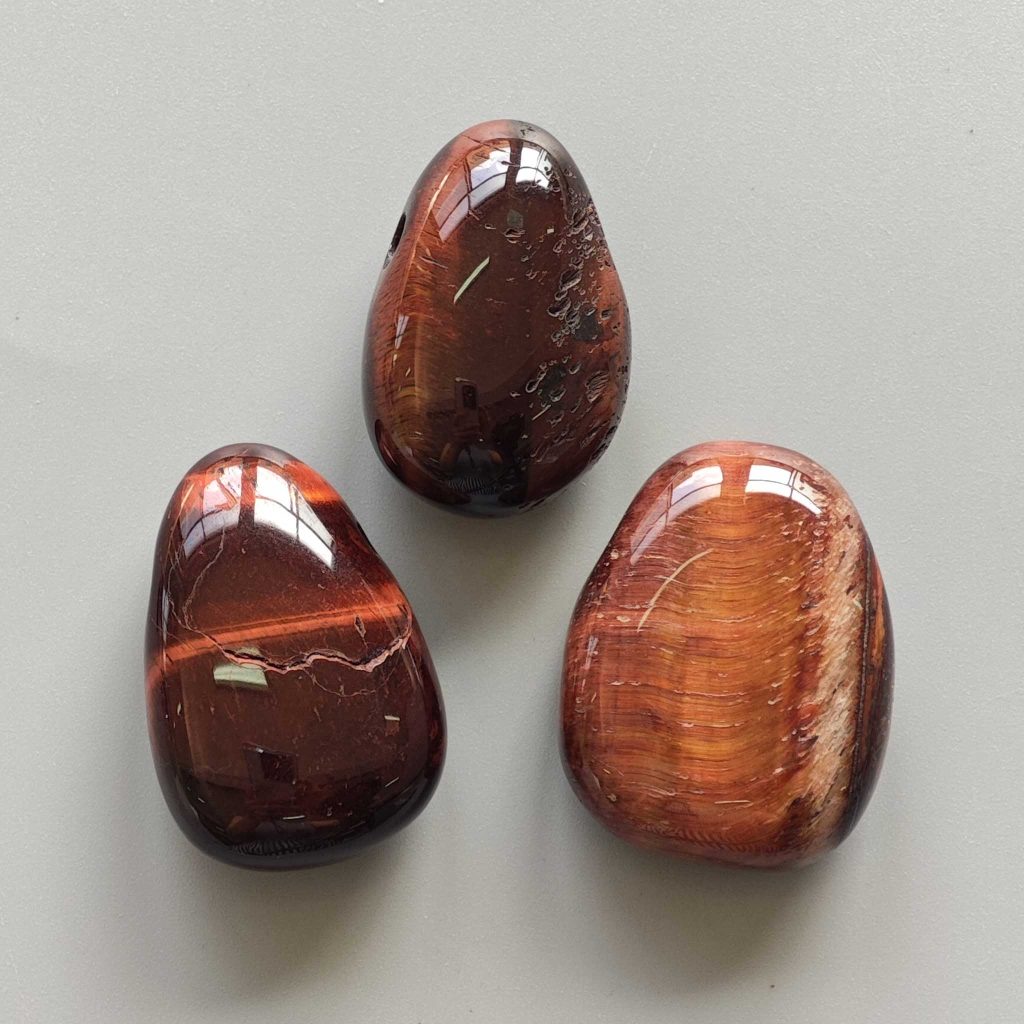 Red Tiger Eye Tumble Pendant With Cross Hole 2.5mm 0.8-1.2 inch (2.2-3cm) A/B