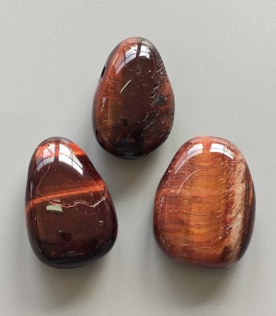 Red Tiger Eye Tumble Pendant With Cross Hole 2.5mm 0.8-1.2 inch (2.2-3cm) A/B