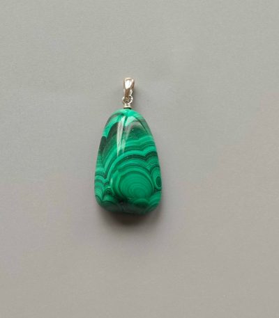 Malachite Free Form Tumble Pendant With Silver 18-25mm A+/AA