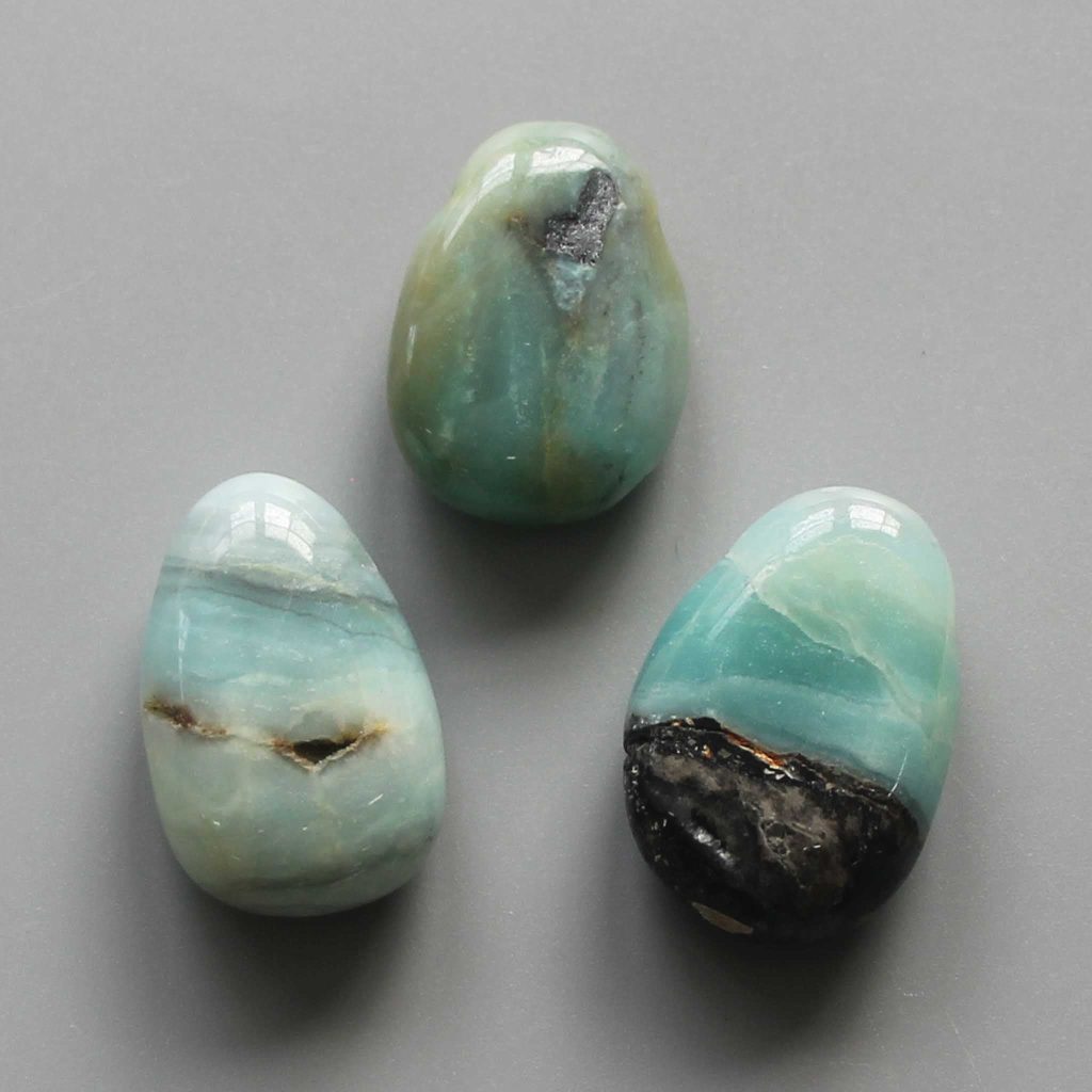 Blue Amazonite Tumble Pendant With Cross Hole 2.5mm 0.8-1.2 inch (2.2-3cm) A