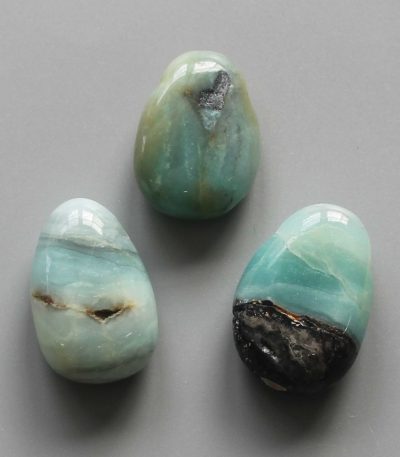 Blue Amazonite Tumble Pendant With Cross Hole 2.5mm 0.8-1.2 inch (2.2-3cm) A