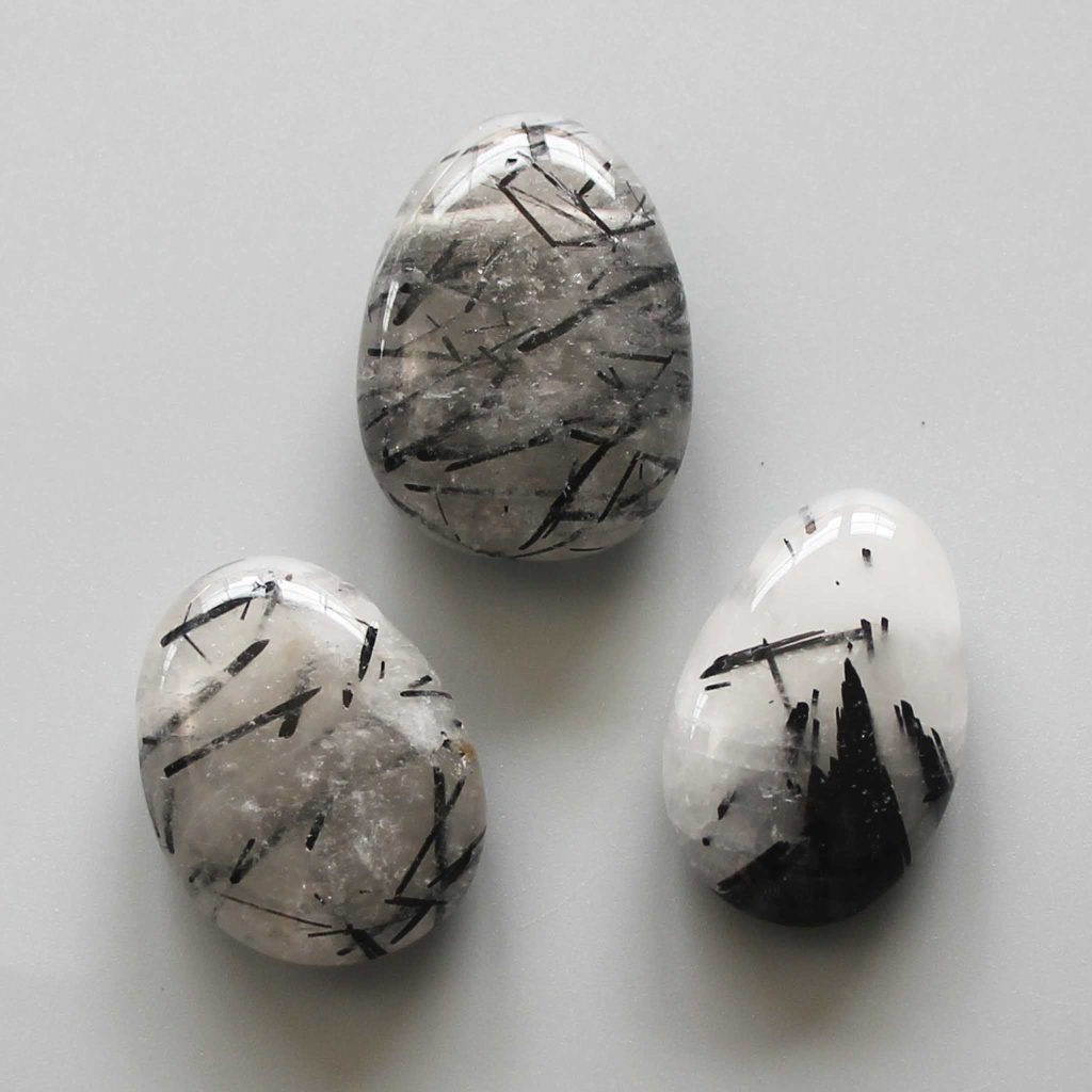 Black Rutile Quartz Tumble Pendant With Cross Hole 2.5mm 0.8-1.2 inch (2.2-3cm) A/A+