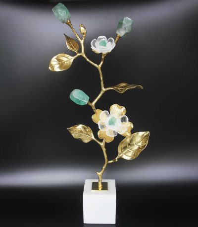 Green Fluorite Marble & Copper Decoration 2#(8x25x49cm) A