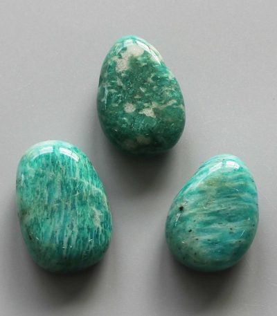 Green Amazonite Tumble Pendant With Cross Hole 2.5mm 0.8-1.2 inch (2.2-3cm) A/A+