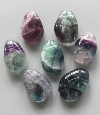 Rainbow Fluorite Tumble Pendant With Cross Hole 2.5mm 0.8-1.2 inch (2.2-3cm) A