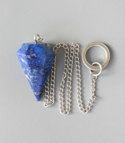 Lapis Lazuli Single point pendulum with chain 1.4 inch (2x3.5cm) A/A+