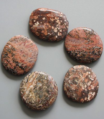 Leopard Skin Jasper Smooth Stone 1.6 inch (0.8-1 x 3.5-4.5cm) A/B