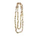 Citrine Chip & Pearl Necklace 9# 5/8mm,60" A