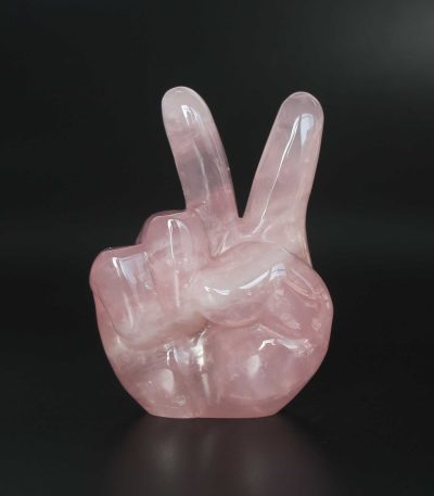 Rose Quartz Victory Sign 3.2 inch (8cm) A/A+