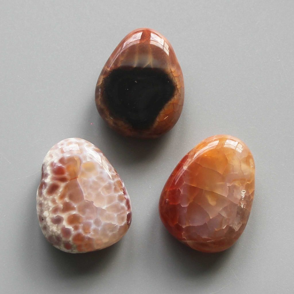 Fire Agate Burnt Tumble Pendant With Cross Hole 2.5mm 0.8-1.2 inch (2.2-3cm) A/B