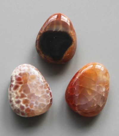 Fire Agate Burnt Tumble Pendant With Cross Hole 2.5mm 0.8-1.2 inch (2.2-3cm) A/B