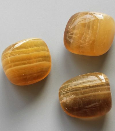 Yellow With Stripe Fluorite Tumble Stone 1 inch (2-3cm) A