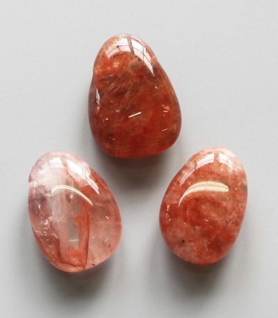 Red Hematoid Quartz Tumble Pendant With Cross Hole 2.5mm 0.8-1.2 inch (2.2-3cm) A+/AA