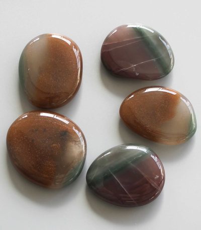 Multicolor Agate Smooth Stone 1.6 inch (0.8-1 x 3.5-4.5cm) A