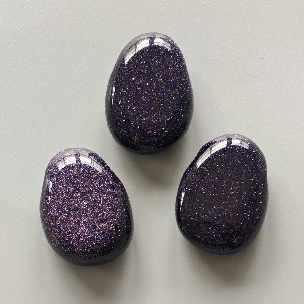Blue Sandstone Tumble Pendant With Cross Hole 2.5mm 0.8-1.2 inch (2.2-3cm) A