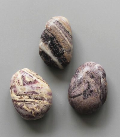Purple Flower Jasper Tumble Pendant With Cross Hole 2.5mm 0.8-1.2 inch (2.2-3cm) A/B