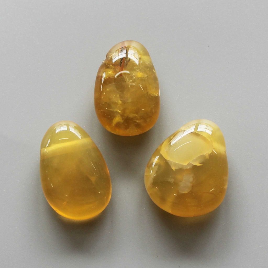 Yellow Opal Tumble Pendant With Cross Hole 2.5mm 0.8-1.2 inch (2.2-3cm) A+/AA