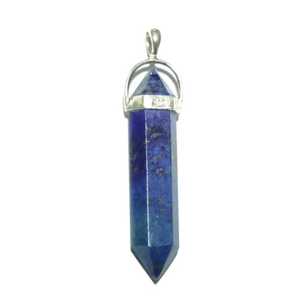 Lapis Lazuli Double Point Pendant With Silver 7x30mm A/A+