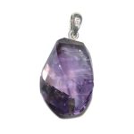 Amethyst Straight Faceted Pendant With Silver 25-30mm A/A+