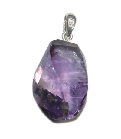 Amethyst Straight Faceted Pendant With Silver 25-30mm A/A+