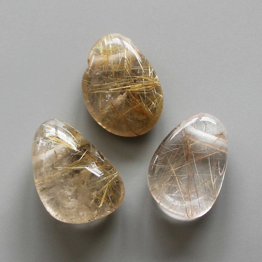 Gold Rutile Quartz Tumble Pendant With Cross Hole 2.5mm 0.8-1.2 inch (2.2-3cm) A+/AA
