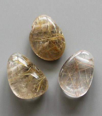Gold Rutile Quartz Tumble Pendant With Cross Hole 2.5mm 0.8-1.2 inch (2.2-3cm) A+/AA
