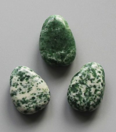 China Jade Green Spot Tumble Pendant With Cross Hole 2.5mm 0.8-1.2 inch (2.2-3cm) A