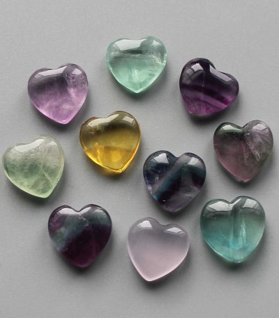 Rainbow Fluorite Heart 0.6 inch (0.6 x 1.5 x 1.5cm) A+