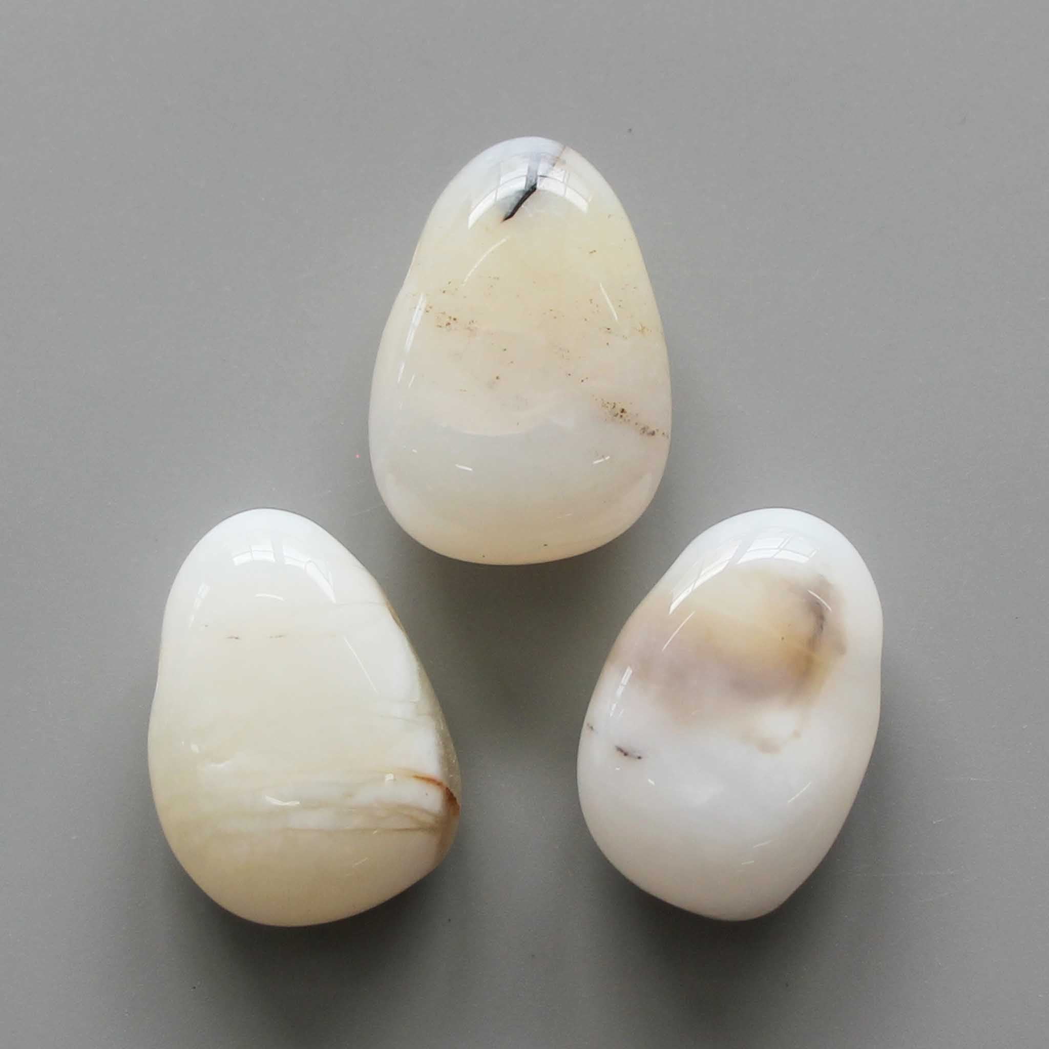 64a08c9c3e4e8f35e1d21efb22c99367-1 White Milky Opal Brazil Tumble Pendant With Cross Hole 2.5mm 0.8-1.2 inch (2.2-3cm) A/B