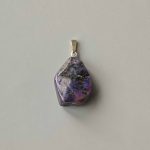 Charoite Free Form Tumble Pendant With Metal M004 18-25mm A