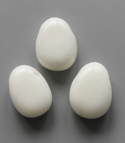 White Jade Tumble Pendant With Cross Hole 2.5mm 0.8-1.2 inch (2.2-3cm) A