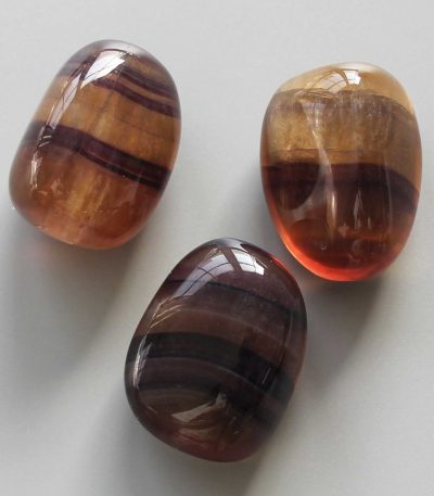 Yellow With Purple Stripe Fluorite Tumble Stone 1 inch (2-3cm) A+/AA
