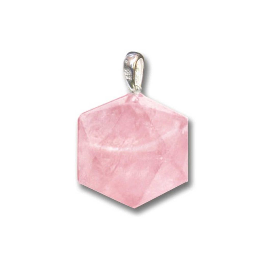 Rose Quartz FLD pendant with silver 18mm A/A+