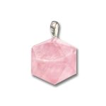 Rose Quartz FLD pendant with silver 18mm A/A+