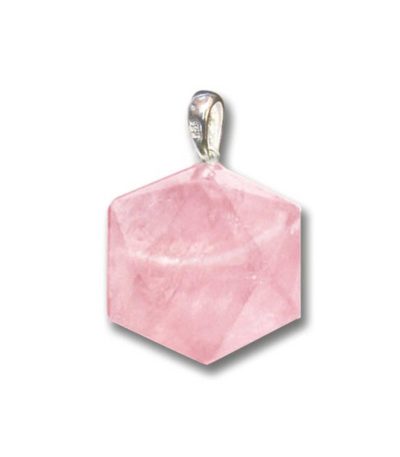 Rose Quartz FLD pendant with silver 18mm A/A+