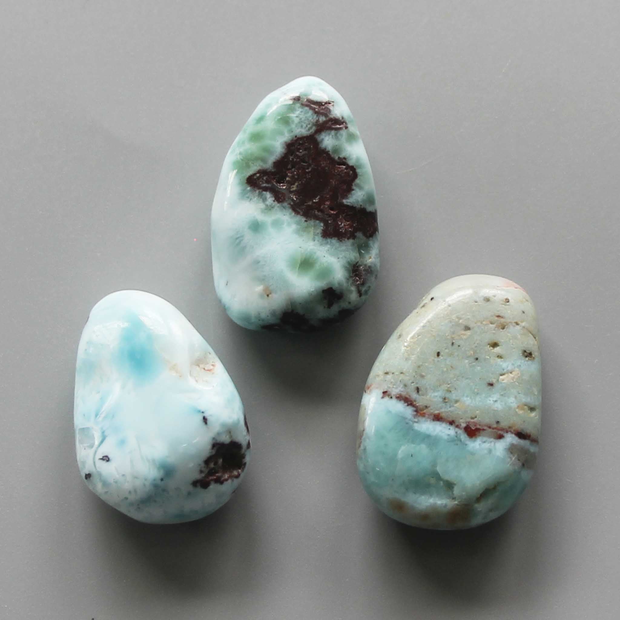 6aeaef25b4302820fed079286ca42114-1 Larimar Tumble Pendant With Cross Hole 2.5mm 0.8-1.2 inch (2.2-3cm) A