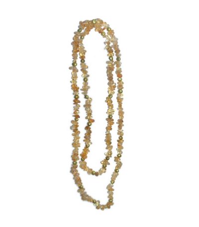 Citrine Chip & Pearl Necklace 8# 5/8mm,60" A