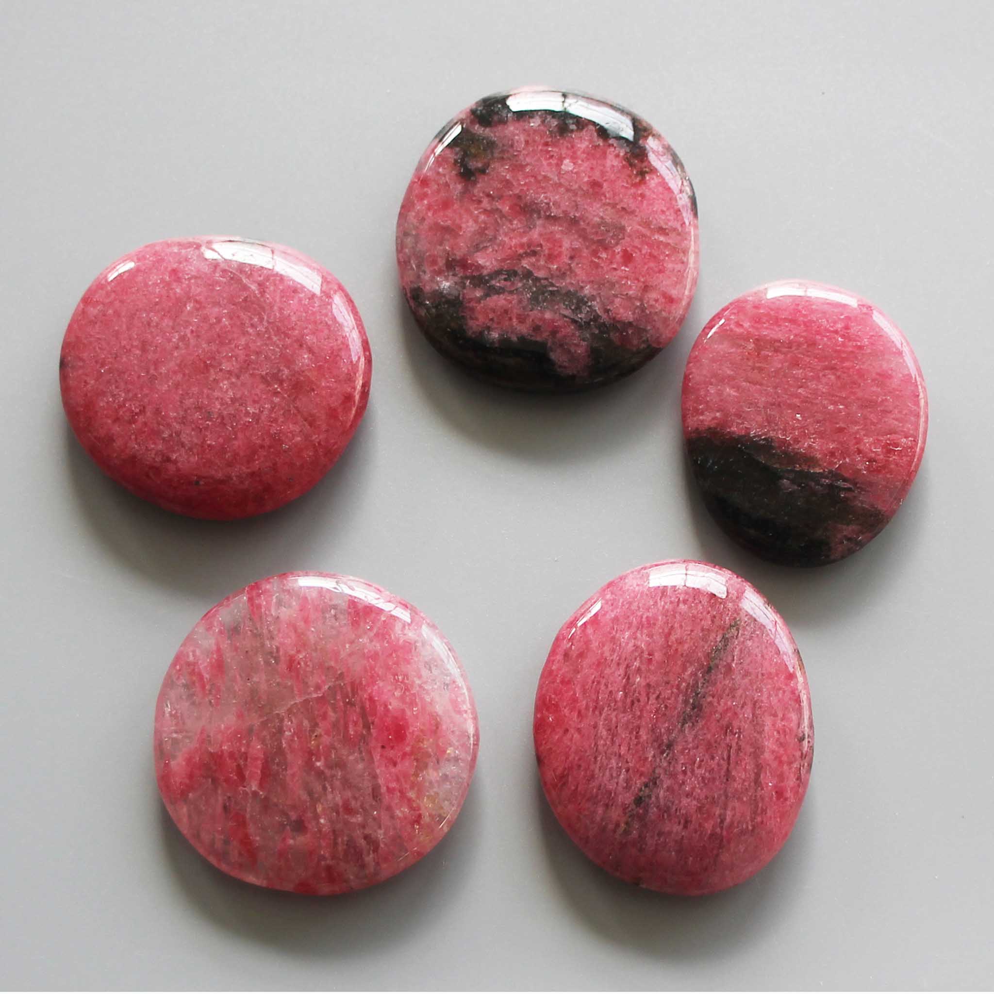 6ce05c38cf15dd4c8fb1909050758a52 Petal Rhodonite Smooth Stone 1.6 inch (0.8-1 x 3.5-4.5cm) A+/AA