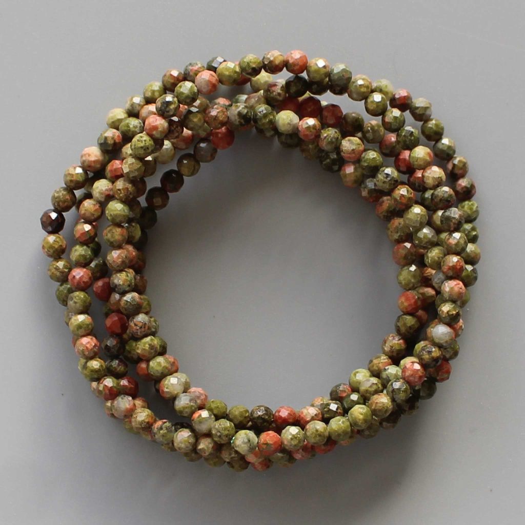 Unakite Faceted Round Bracelet 4mm A
