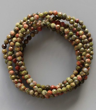 Unakite Faceted Round Bracelet 4mm A