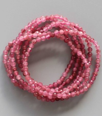 Strawberry Quartz Faceted Round Bracelet 4mm A+/AA