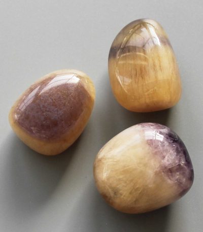 Yellow With Purple Stripe Fluorite Tumble Stone 1 inch (2-3cm) B