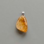 Citrine Free Form Tumble Pendant With Metal M004 18-25mm A