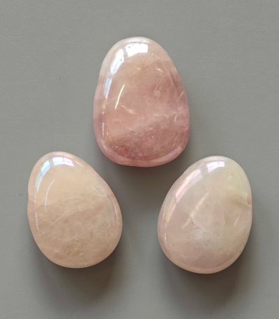 Rose Quartz Laser AB Rainbow Color Tumble Pendant With Cross Hole 2.5mm 0.8-1.2 inch (2.2-3cm) A/B