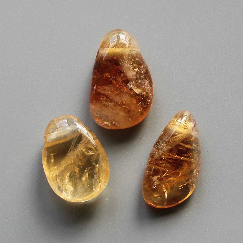 Citrine Tumble Pendant With Cross Hole 2.5mm 0.8-1.2 inch (2.2-3cm) A+/AA